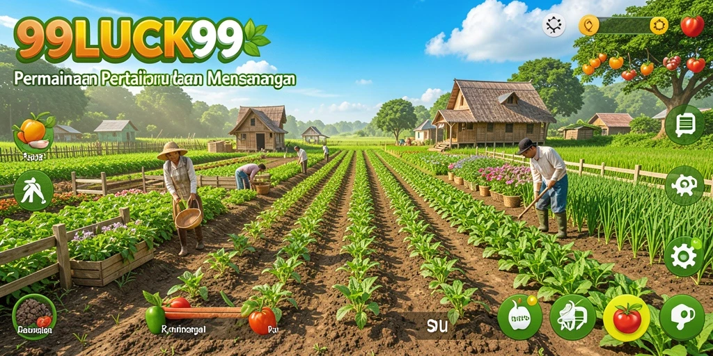 Screenshot gameplay 99LUCK99 menampilkan ladang subur yang penuh warna.