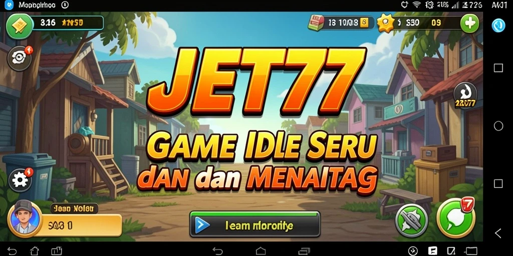 Screenshot utama JET77 menunjukkan gameplay Idle yang menawan.