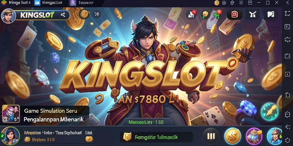 Tangkapan layar gameplay KINGSLOT dengan aksi seru dan interaksi karakter.