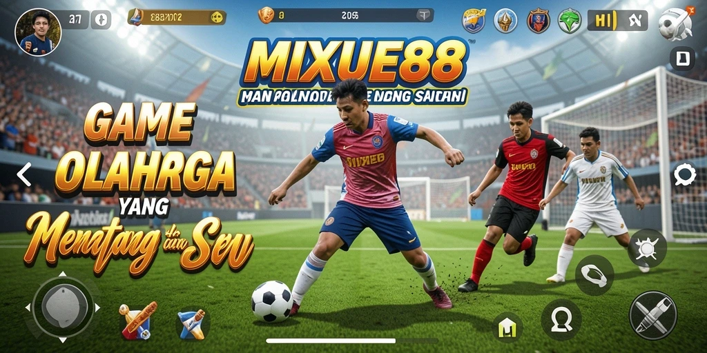 Tangkapan layar utama <strong>MIXUE88</strong> menampilkan aksi olahraga yang mendebarkan.