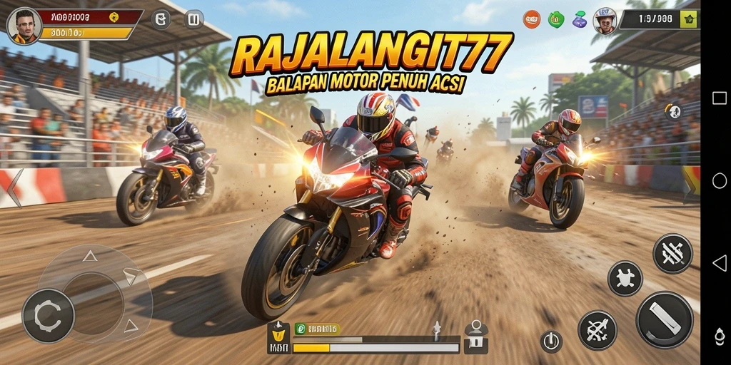 Gameplay seru dengan balapan motor yang intens.