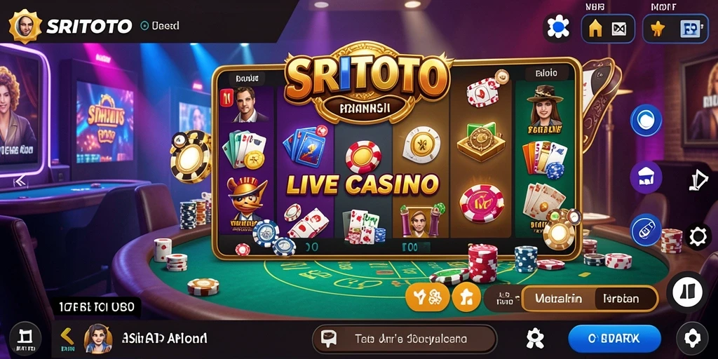 Screenshot SRITOTO menampilkan dealer profesional dalam sesi Live Casino yang menarik.